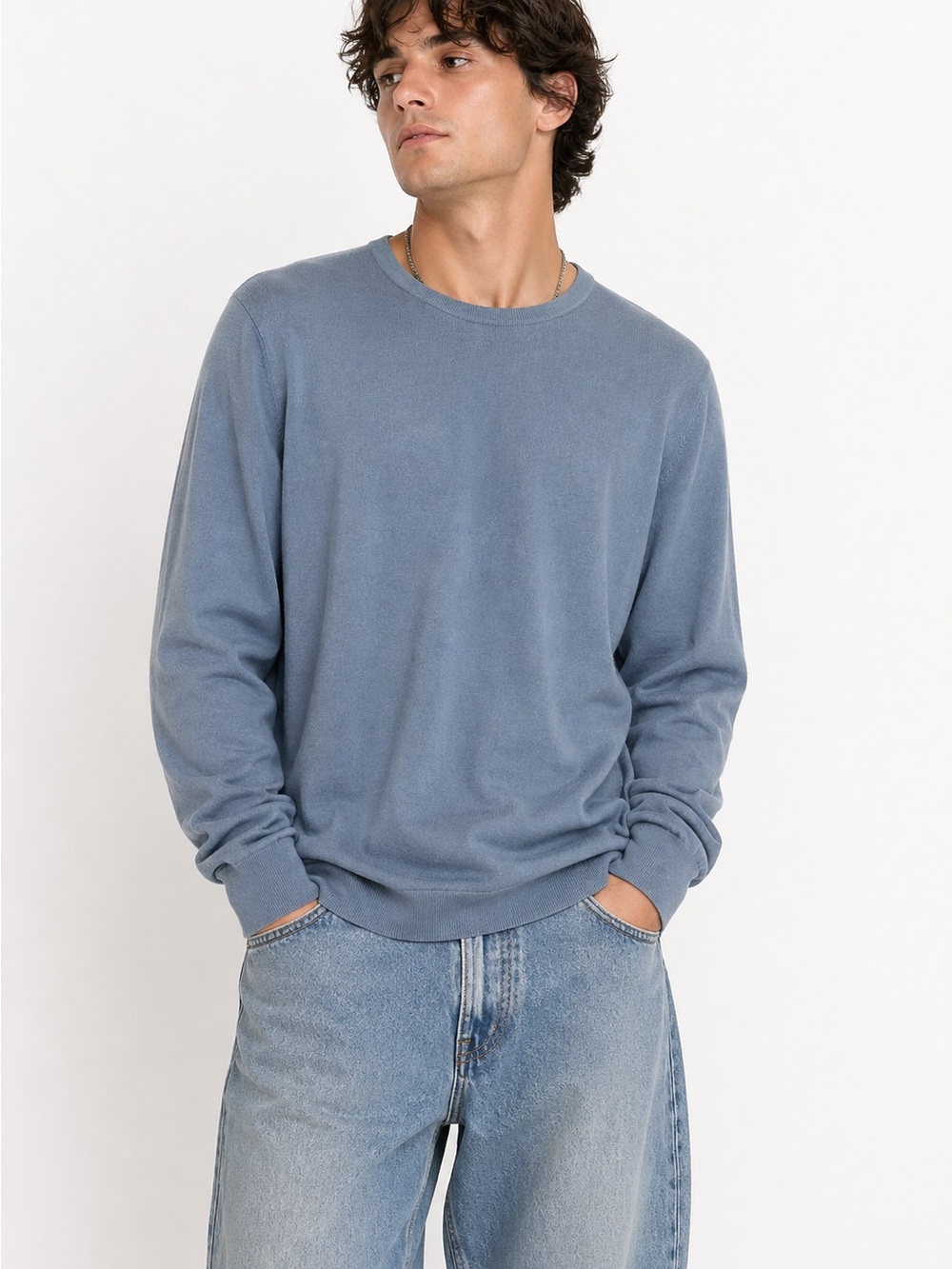 Zara Blue Crewneck Pullover Sweater